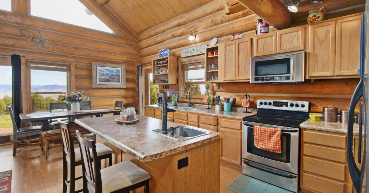 Affordable walnut kitchen cabinets in a cozy kitchen setting.