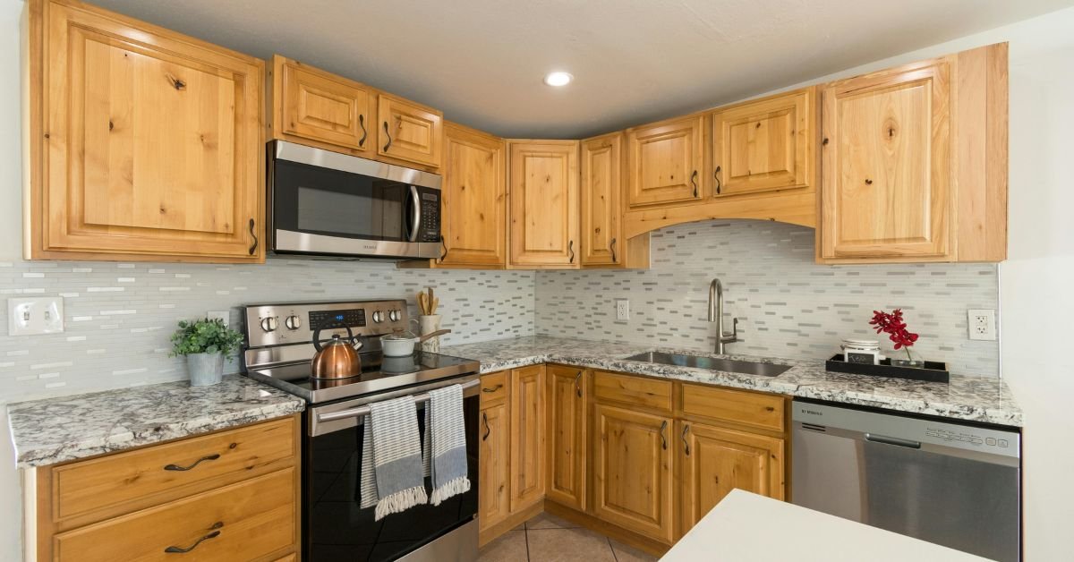 A luxurious kitchen with the best walnut kitchen cabinets.