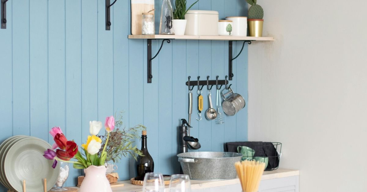 Custom Navy Blue Cabinets with Unique Finishes