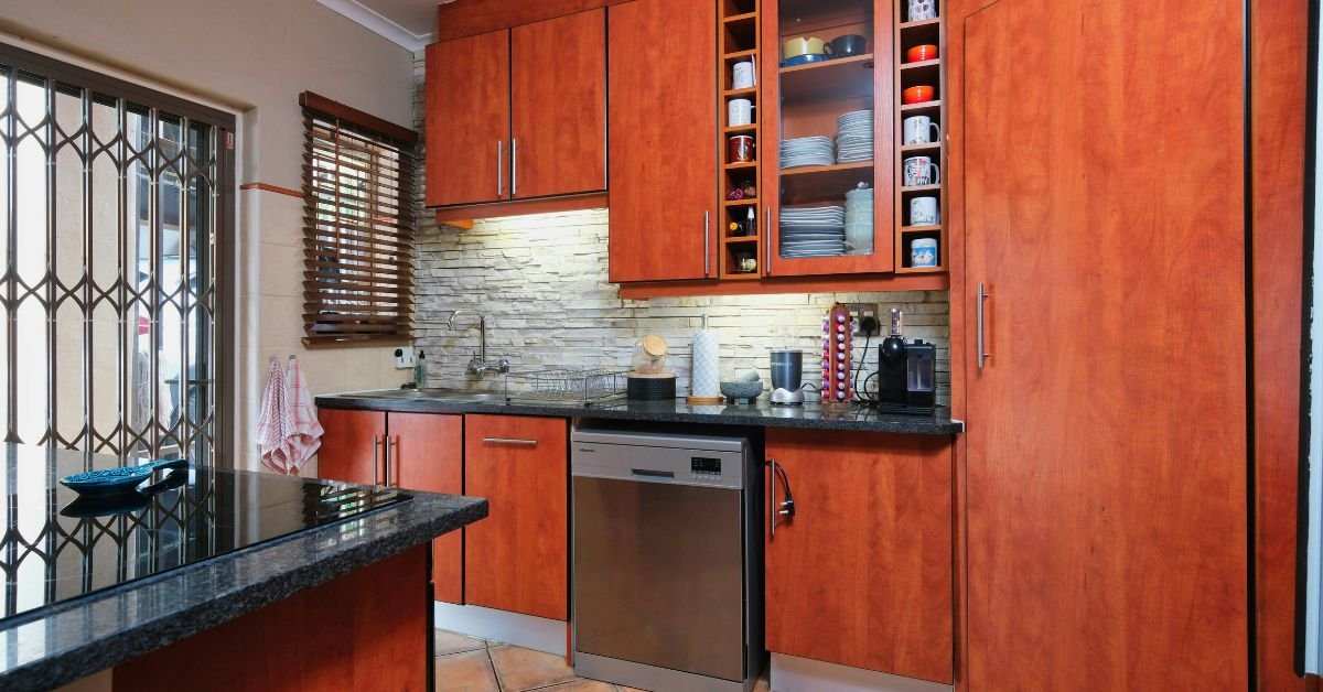 Durable cherry kitchen cabinets in a high-traffic kitchen