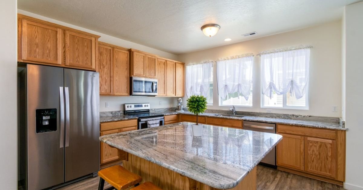 Hardwood kitchen cabinets made from premium woods like oak and cherry.