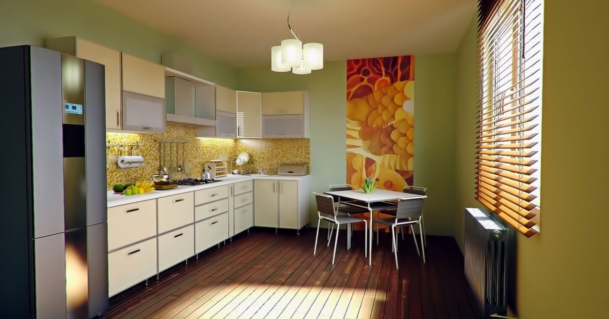 Kitchen under cabinet downlights efficiently illuminating a kitchen counter.