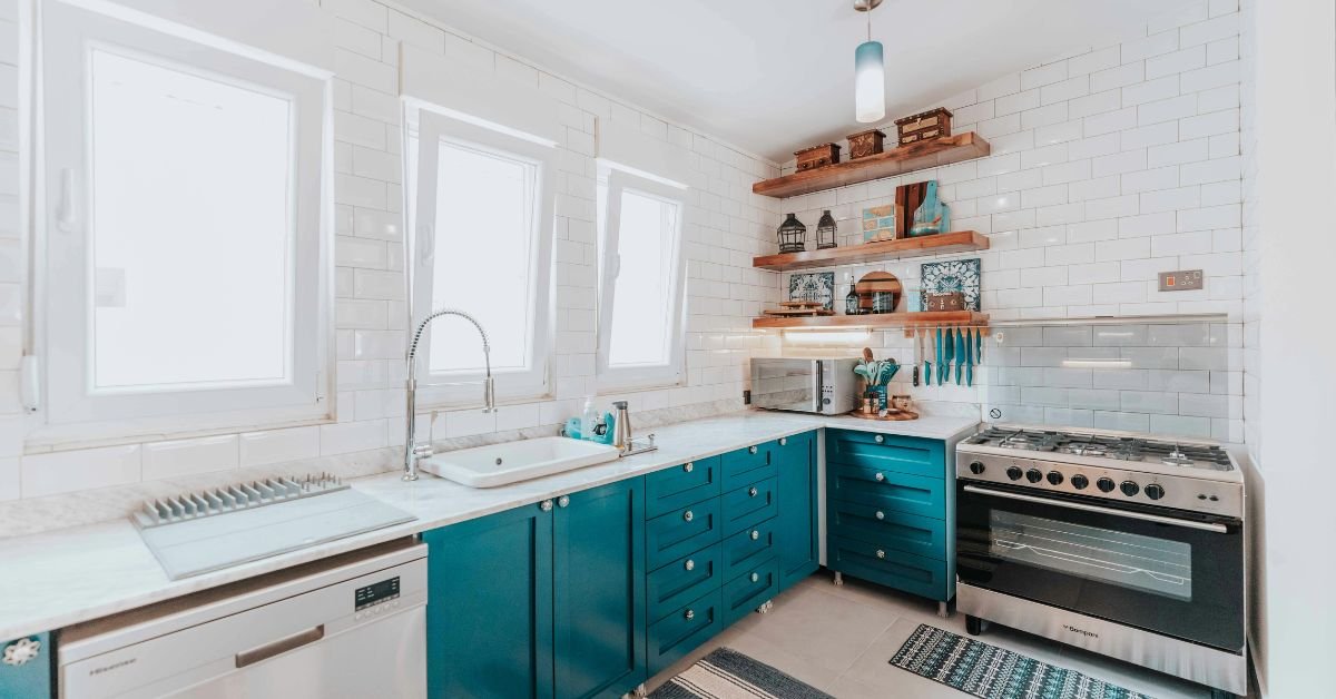 Modern Navy Blue Cabinets with Minimalist Design