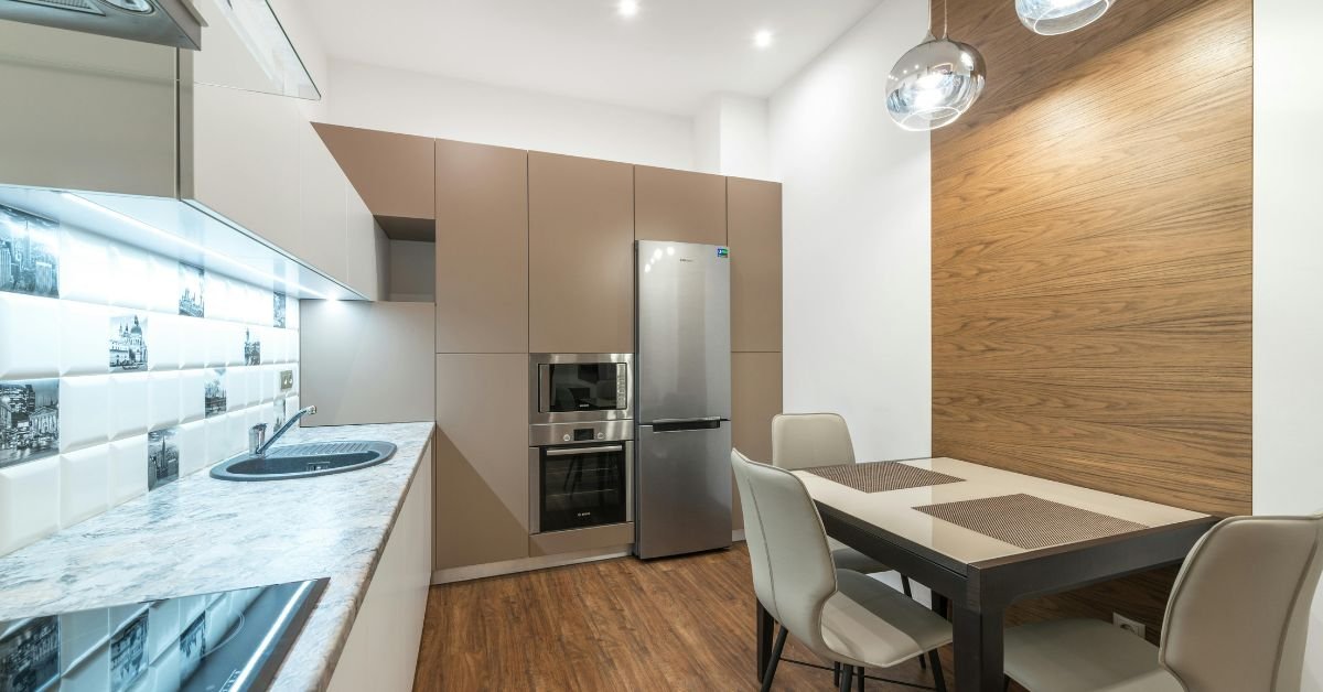 Inspiring walnut kitchen cabinet designs in a remodeled kitchen.